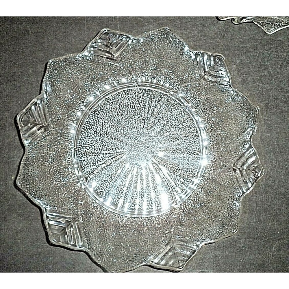 Austria Crystal Glass Salad Dishes w/Leaf‎ Cut Edges Set of 6